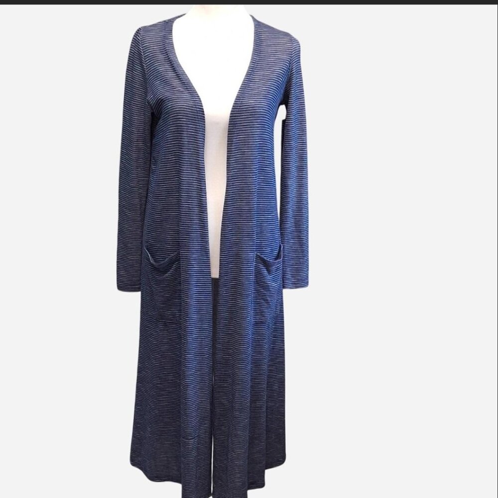 LuLaRoe maxi cardigan, blue and white stripes size extra-small